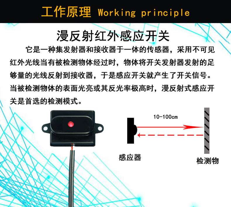 終端機魔鏡燈箱智能家居人體主動式紅外感應開關5V-12V-24V感應器