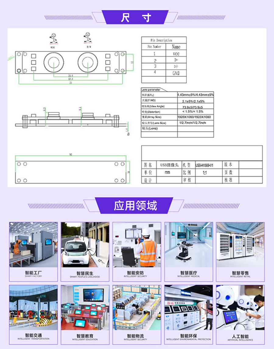 高清1080P雙目攝像頭模組廠家現(xiàn)貨供應(yīng)按需定制加工免費(fèi)提供人臉識(shí)別算法